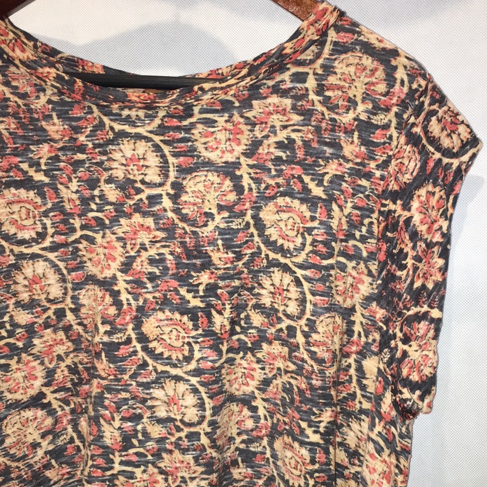 Free People Boho Paisley Print Cap Sleeve Top | Size S - Picture 2 of 5